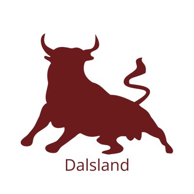 Dalslandliebe Blog. Das Bild zeigt die schwedische Flagge und das Wappentier für Dalsland